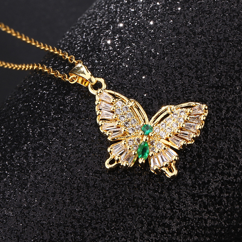13g Weight Zircon Insert Material Pendant Necklace Classification 1 Piece Quantity Daily Occasion Copper Material Butterfly Pattern Women'S Gender Inlay Design Fashion Style Fashion Butterfly Copper Inlay Zircon Pendant Necklace 1 Piece 7
