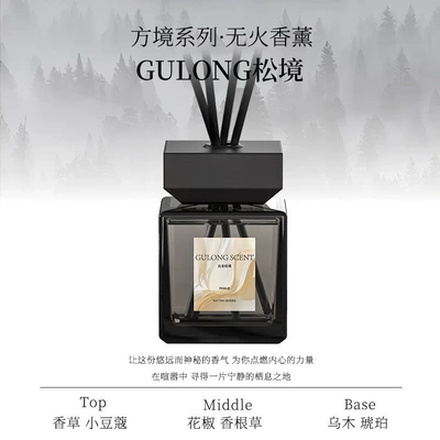 Car-mounted fragrance diffuser with reed sticks, high-end home odor eliminator, living room decoration, bathroom air freshener (Car Perfume Aromatherapy) - 200ml-flameless-reed-diffuser-fangjing-gulong-pine-scenery