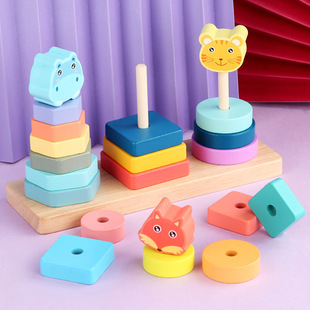 Montessori Children's Early Education Aids Thinking Geometric Matching Five Sets of Column Building Blocks 1-2-3 Years Old Baby Educational Toys