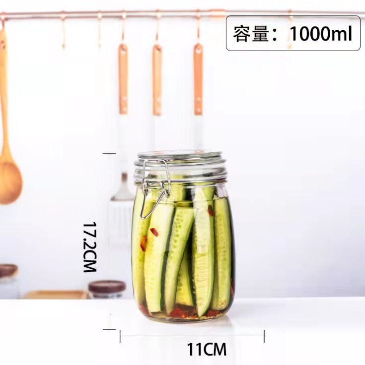 Tarro sellado de vidrio, encurtidos de alimentos, frasco de kimchi, botella de vino para el hogar, botella vacía de miel, tanque de almacenamiento pequeño