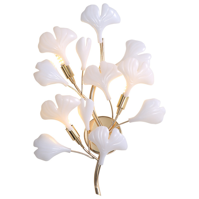 Ginkgo pasillo lámpara de fondo iluminación artística nórdica lujo lámpara de cama pasillo luz Ginkgo lámpara de pared cabeza de cama