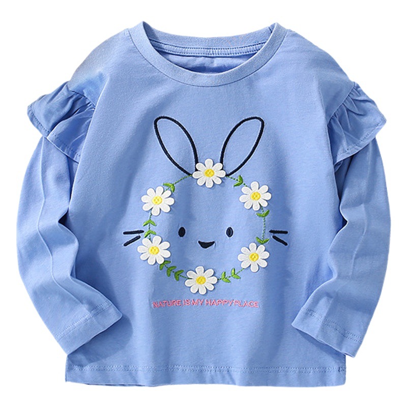 Camisetas de manga larga de estilo europeo y americano para niños y niños pequeños con patrones de dibujos animados, jerseys de cuello redondo y tops para bebés de otoño e invierno.