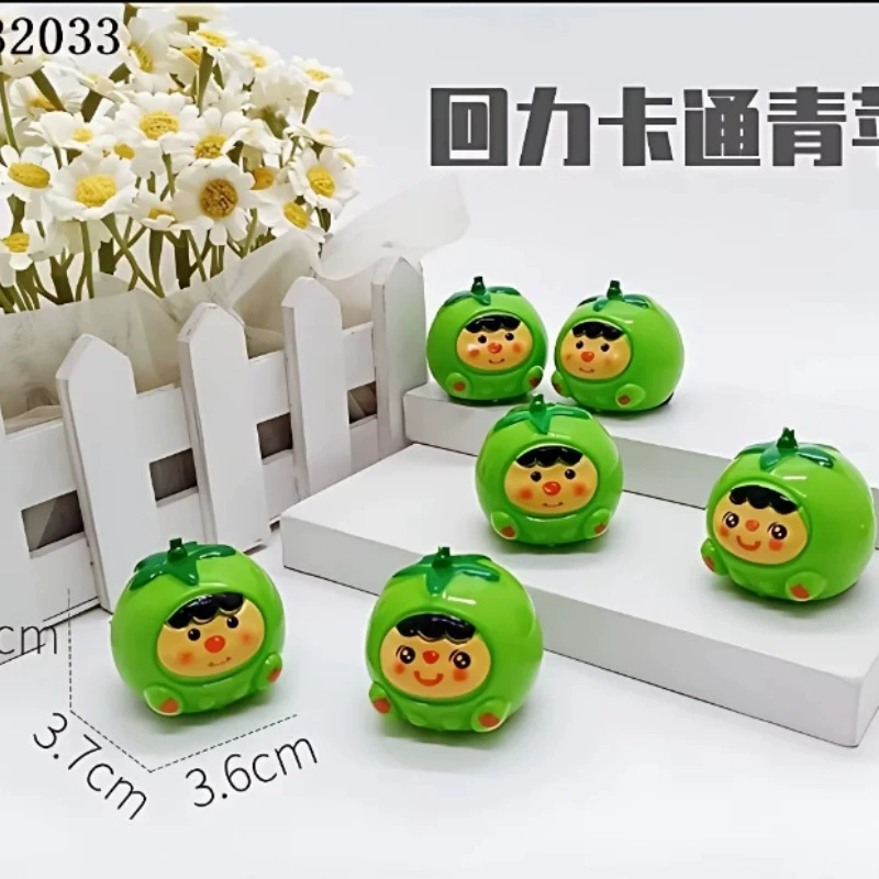Креативная еда, чтобы играть мини-зеленое яблоко, фрукты, возвращая автомобиль, крутящий яйца, игрушка, милый зеленый яблоко, возвращая автомобиль оптом