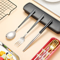 不锈钢便携餐具筷子勺子叉子三件套装学生上班族户外露营餐具套装