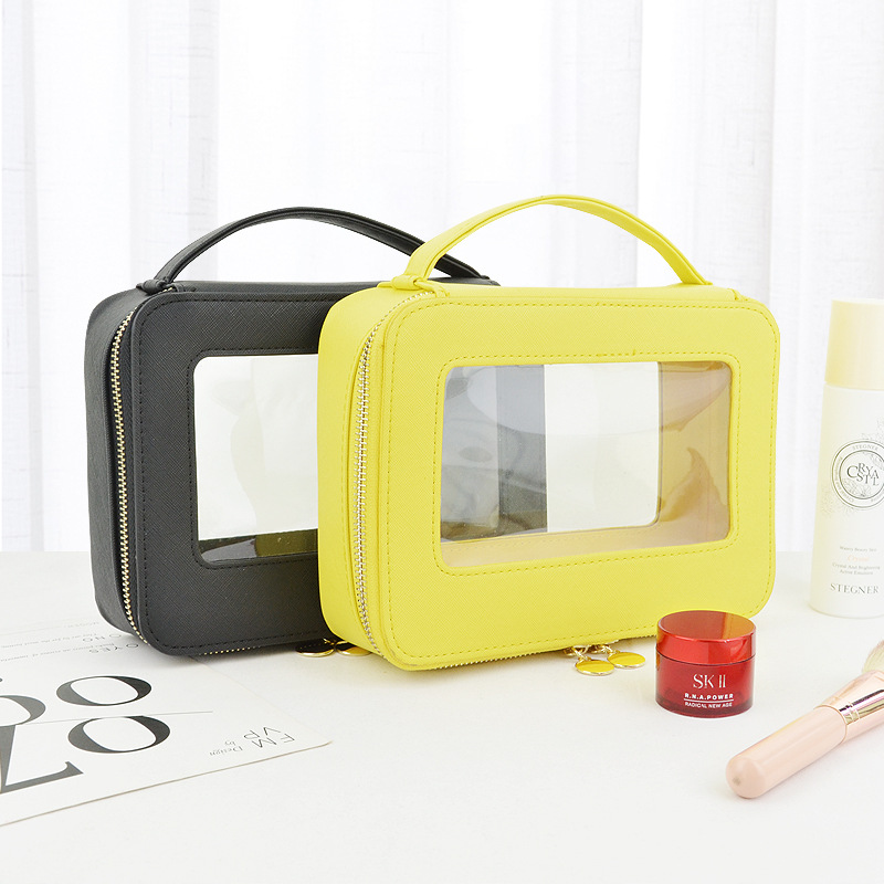 Factory Large Capacity Portable Fashion Window Transparent Cosmetic Bag Large Capacity Fashion Travel Cosmetic Bag Customization