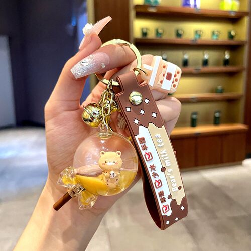 Factory direct sales into oil pearl milk tea bear keychain pendant creative new men's and women's bag small pendant gift