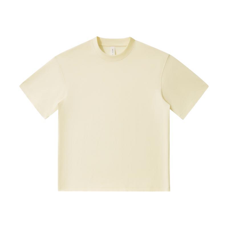 Marca de primavera y verano pesada 240G algodón de hielo de color sólido cuello redondo de manga corta para hombres coreanos simples diarios versátiles camiseta de media manga