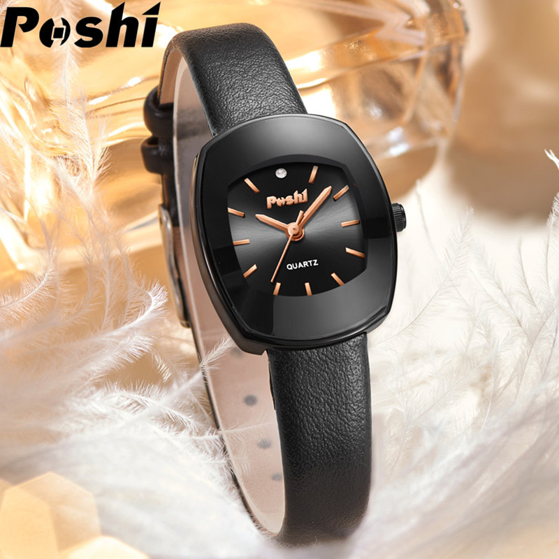 POSHI reloj retro pequeño cubo de vino reloj cinturón de mujer elegante pequeño reloj cuadrado movimiento de cuarzo reloj de mujer al por mayor