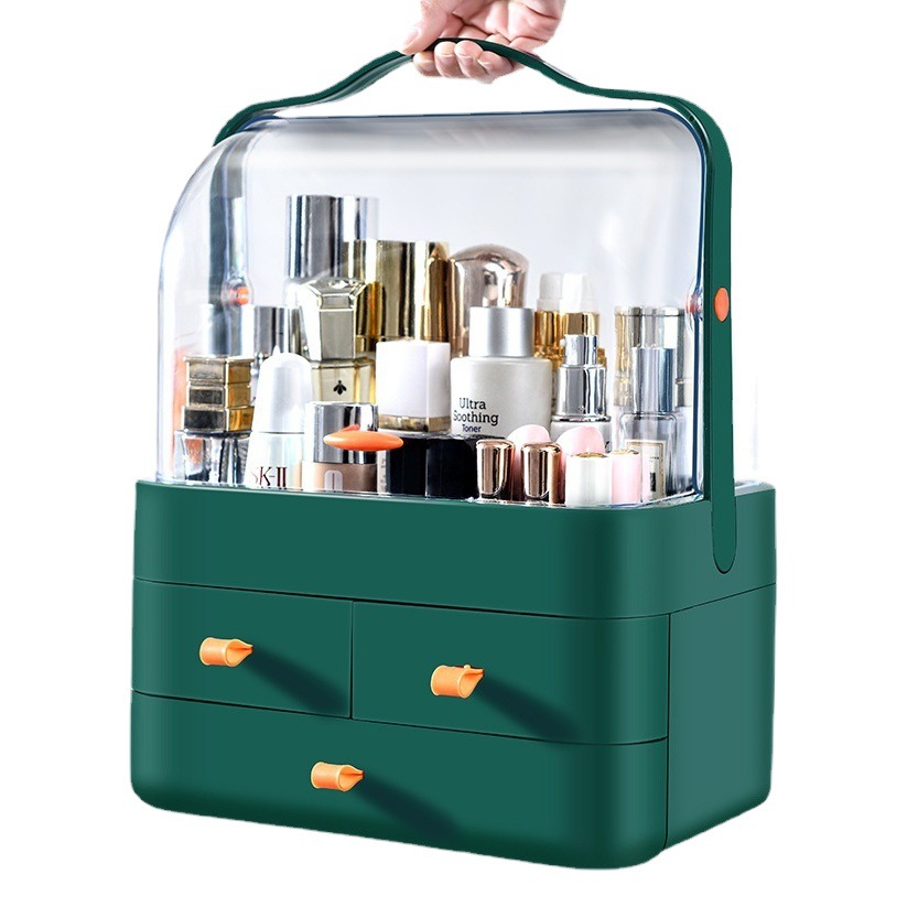 Internet celebridad cosméticos caja de almacenamiento de lujo ligero tocador cuidado de la piel estante dormitorio escritorio a prueba de polvo caja de almacenamiento doméstica