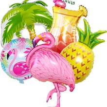 火烈鸟菠萝椰子树饮料铝膜气球夏威夷海滩单身生日派对聚会装饰