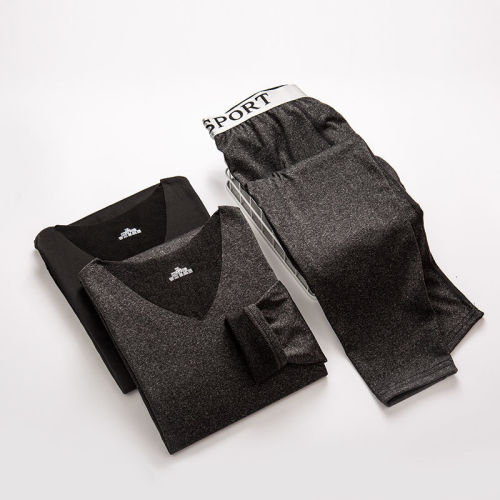 Men's thermal underwear men's velvet thickened quick-heat bottoming German velvet autumn clothes and long trousers suit V round neck winter live broadcast