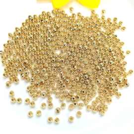 14k包金保色空心珠圆珠子 diy串珠散珠3mm 4mm小金珠饰品配件专用