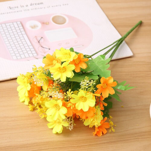Simulated flowers 28 head jumping orchid chrysanthemum daisy artificial flowers home living room decoration arrangement silk flowers plastic flowers wholesale