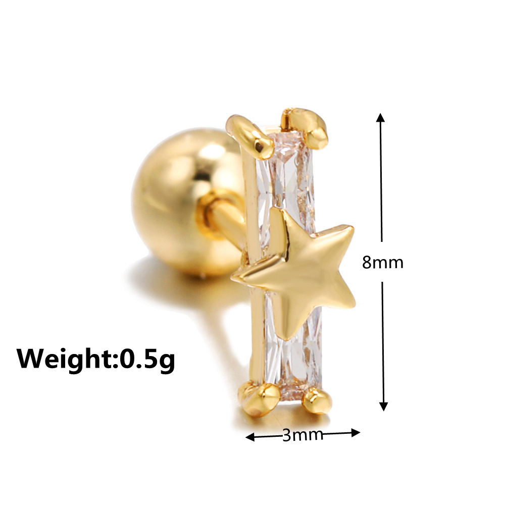 Geometry Series Flower Crown Ear Bone Stud Five-pointed Star Earrings display picture 6