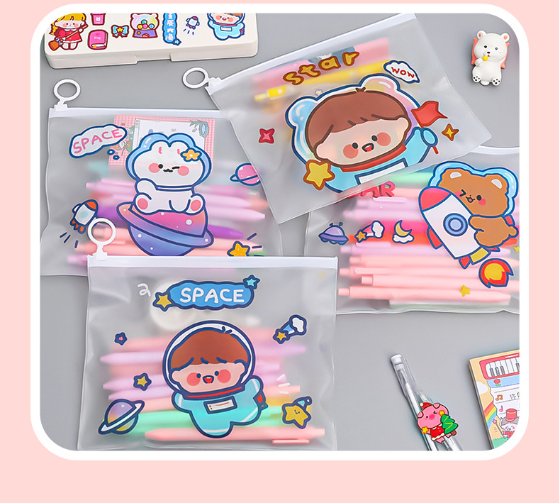 Cute Cartoon Astronaut Zipper Transparent Stationery Bag display picture 4