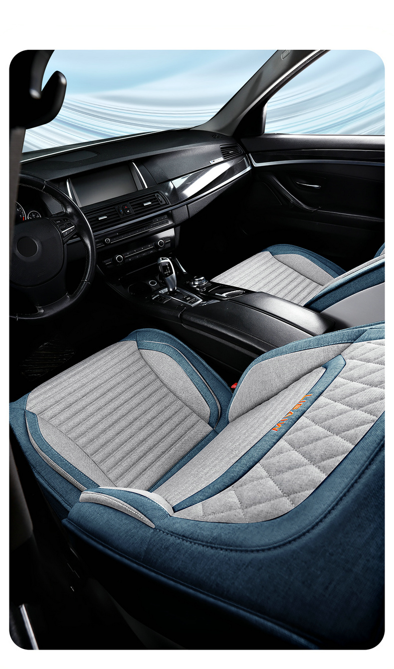 New car seat cushion, full-coverage linen seat cover, universal fabric seat cushion for all seasons, non-removable breathable seat cover