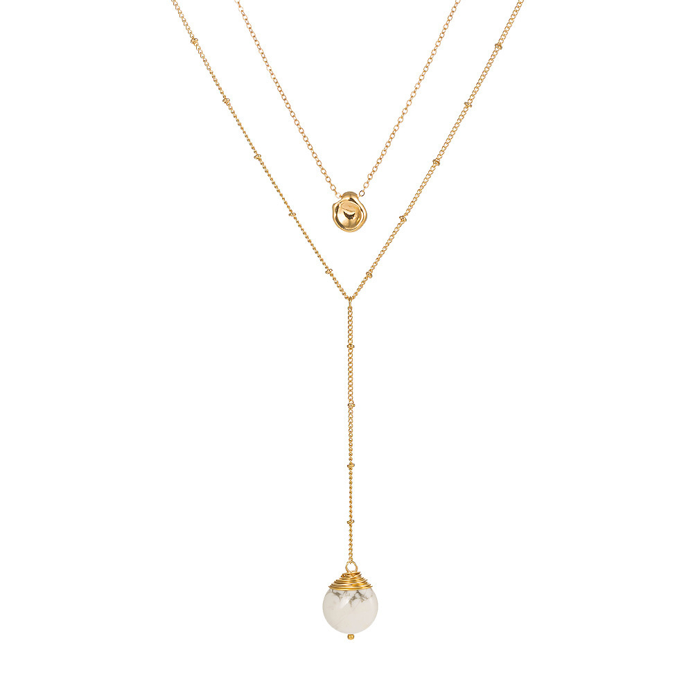 European and American fashion personality design golden pea pendant multilayer necklacepicture1
