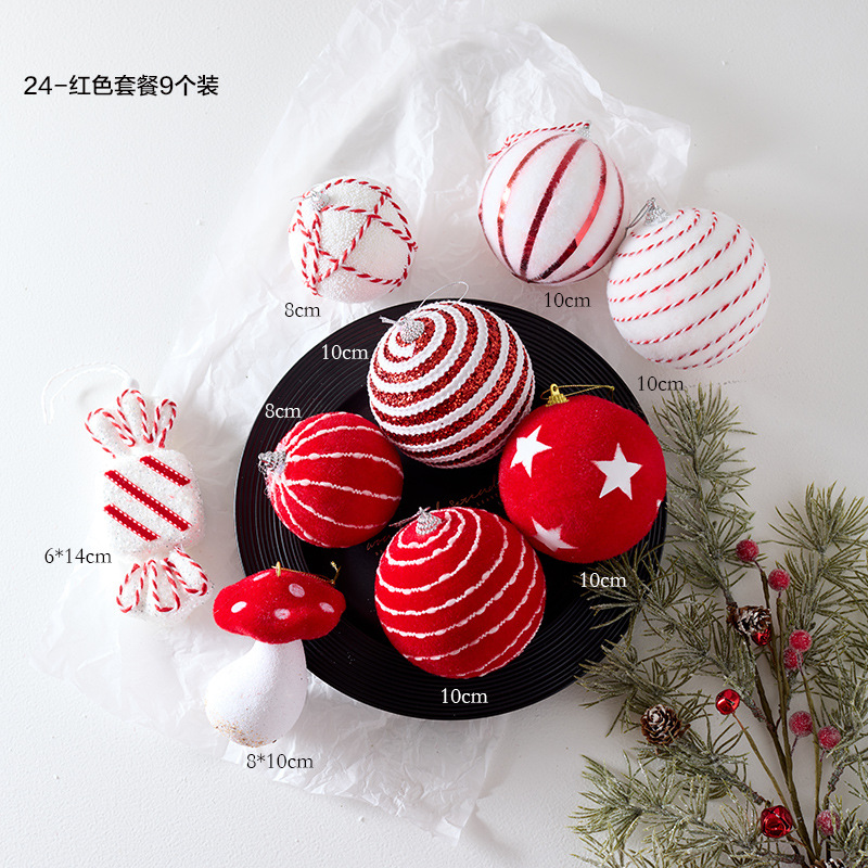 Nuevo magenta transfronterizo decoraciones de Navidad bola de Navidad muletas extrañas muletas decoraciones de árbol de Navidad