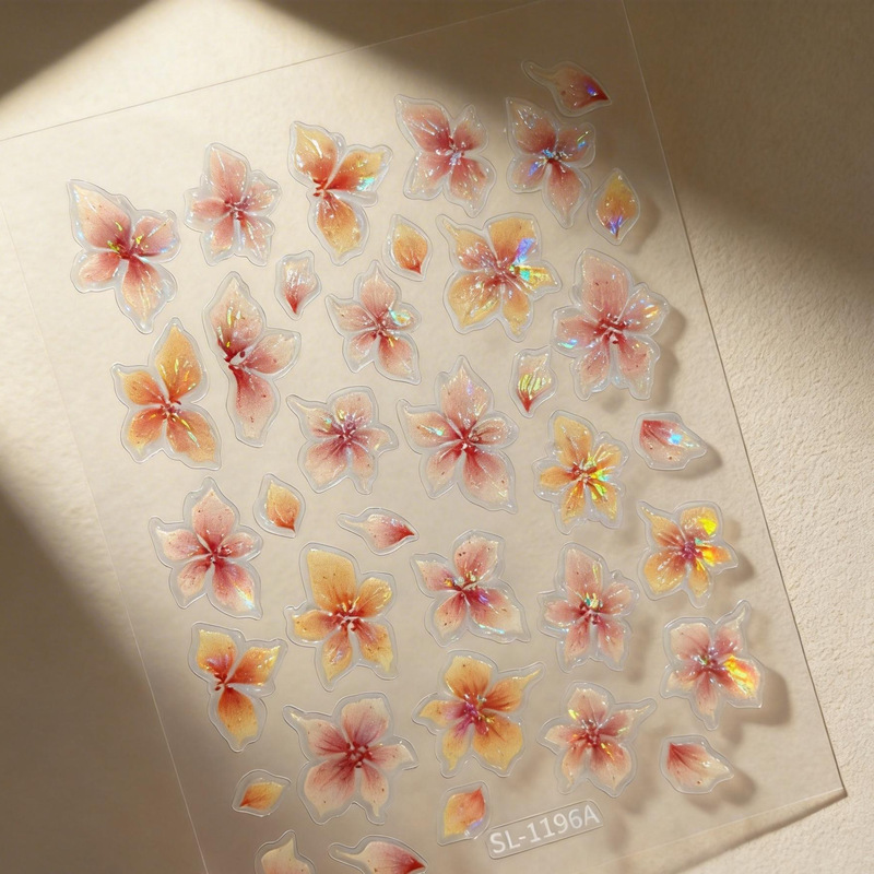 Aurora Fresh Cherry Blossom Nail Art Stickers 5D Embossed Stereo Shell Light Flower DIY Nail Sticker Jewelry Sl Style