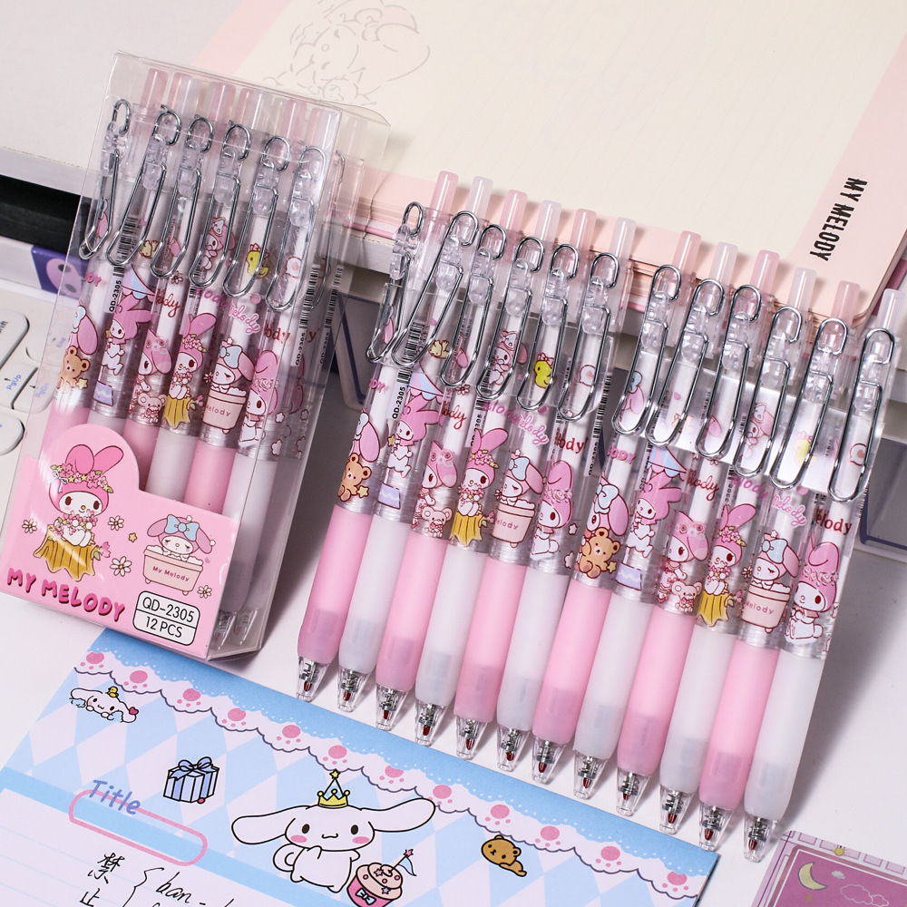 Cute postre fiesta 12 bolígrafos de caja de dibujos animados perros metal bolígrafo neutro bolígrafo de firma ST negro