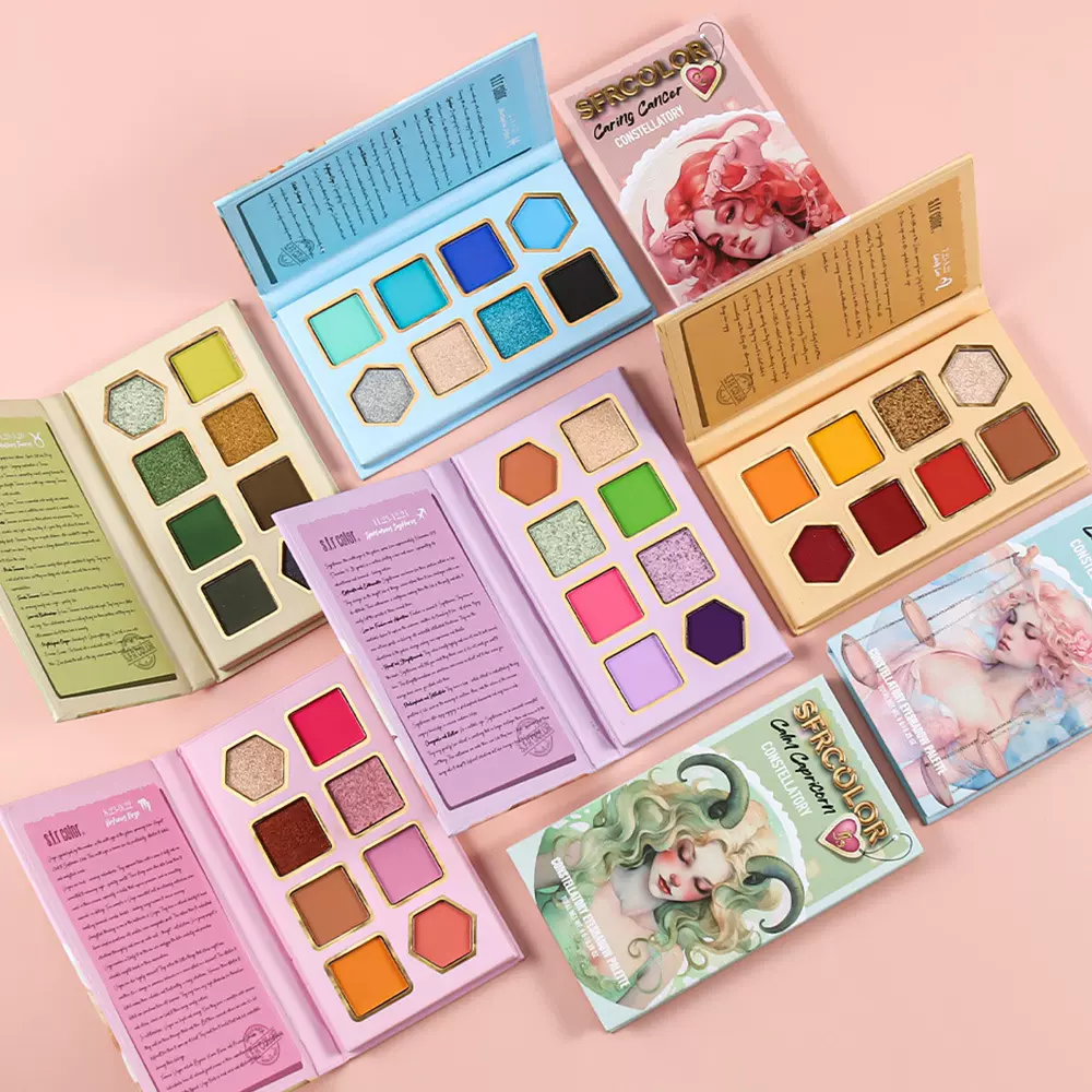 s.f.r color 跨境专供新品哑光珠光十二星座眼影盘套装彩妆批发