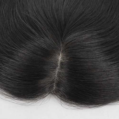 Xuchang Miaoyang Factory Wholesale Invisible Imitation Needle Wig Pieces Women's Head Cover White Hair Wig Real Hair Replacement Pieces