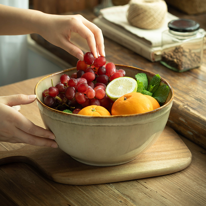 Tazón de cerámica grande y profundo práctico de gran capacidad para el hogar tazón de sopa de fillet hervido tazón especial de frutas almacenar tazón cubiertos