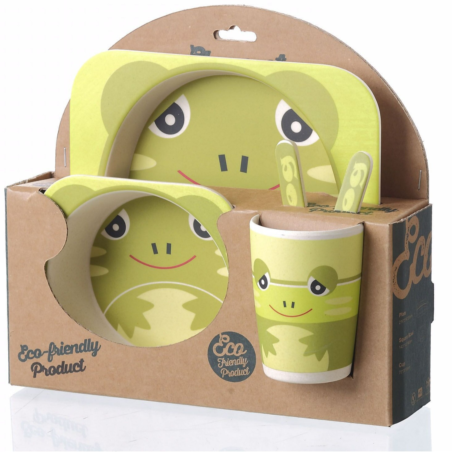 Vajilla infantil genuina Yookidoo, juego de cinco piezas de fibra de bambú para bebés, palillos, cuchara, tenedor, plato, taza, juego de alimentación combinado