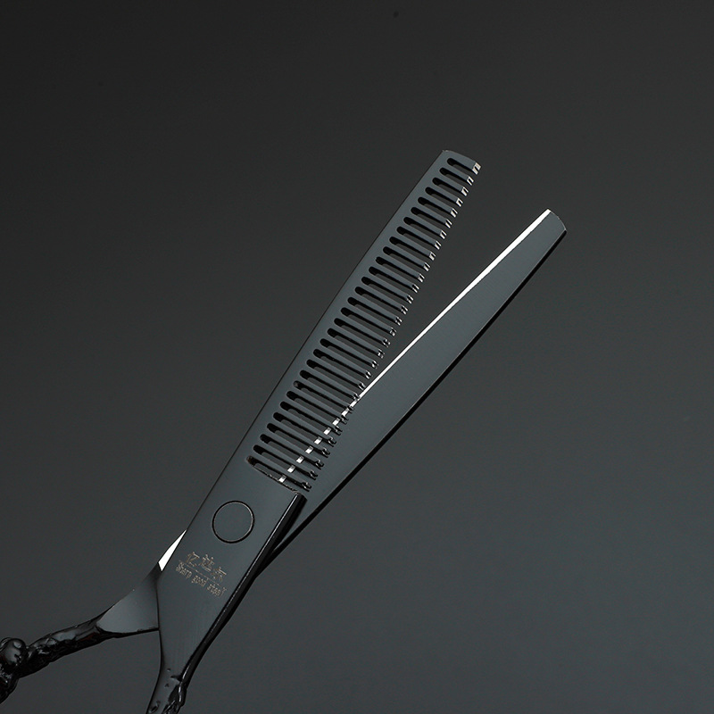 6 pulgadas tijeras de corte de pelo de mango negro dragón tijeras de corte de pelo conjunto tijeras de dientes tijeras de mano tijeras de corte de pelo ligeras de grado profesional