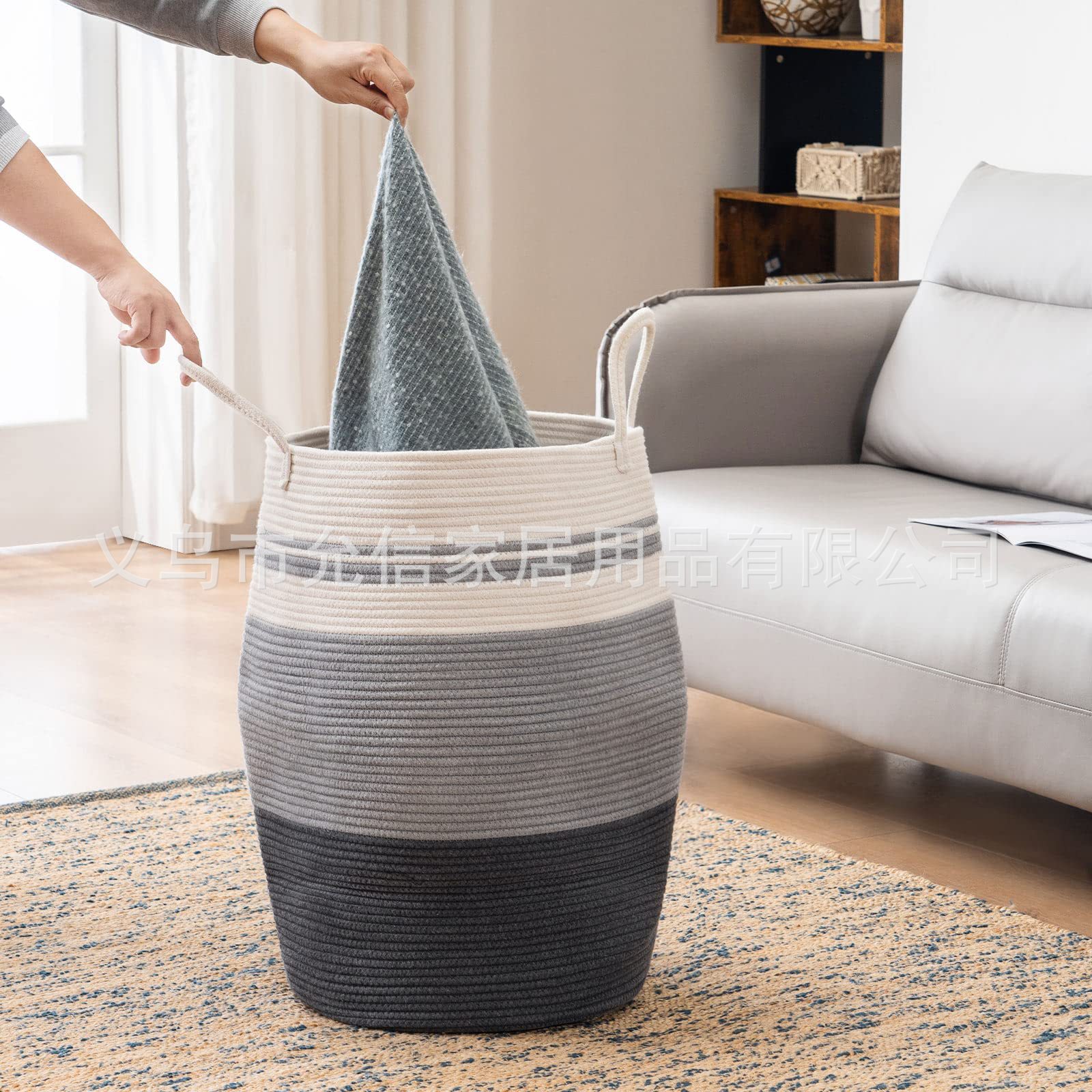 Cesta cuerda algodón ropa sucia organizador lavandería almacenamiento