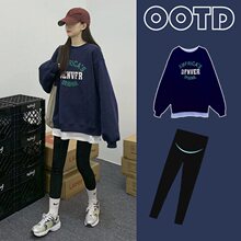 孕妇上衣网红秋装套装时尚款秋款2025年新款卫衣春秋中长款秋冬季