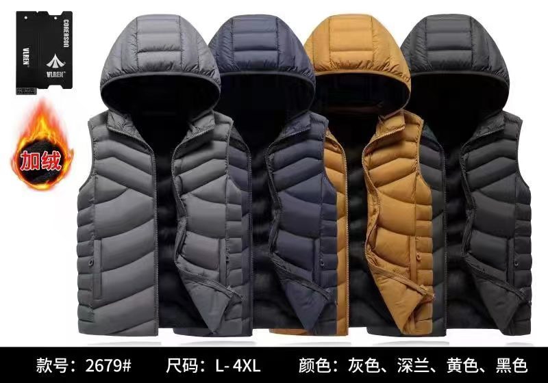 Chaleco costilla transfronteriza Chaleco de algodón Otoño e Invierno de los hombres chaqueta caliente forrada polar sin mangas abajo Chaleco de algodón Comercio exterior al por mayor