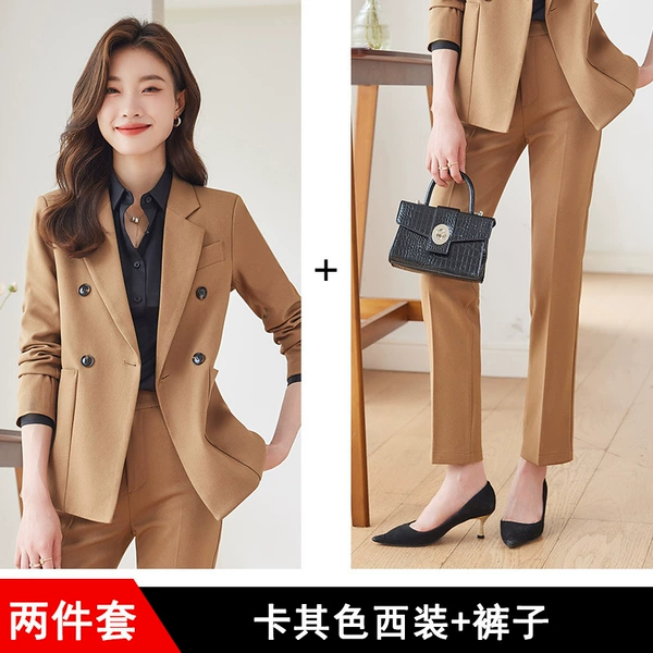 Khaki classic suit jacket, trousers