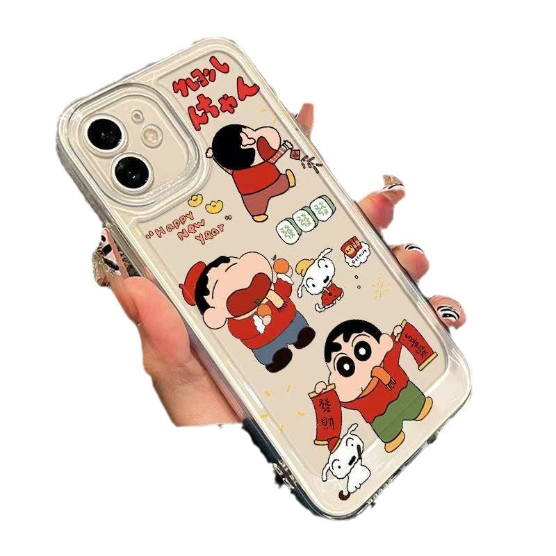 Lindo nuevo y aplicable iphone16promax funda para teléfono móvil transparente Apple 15 anti-caída 14pro Japón y Corea 13/12