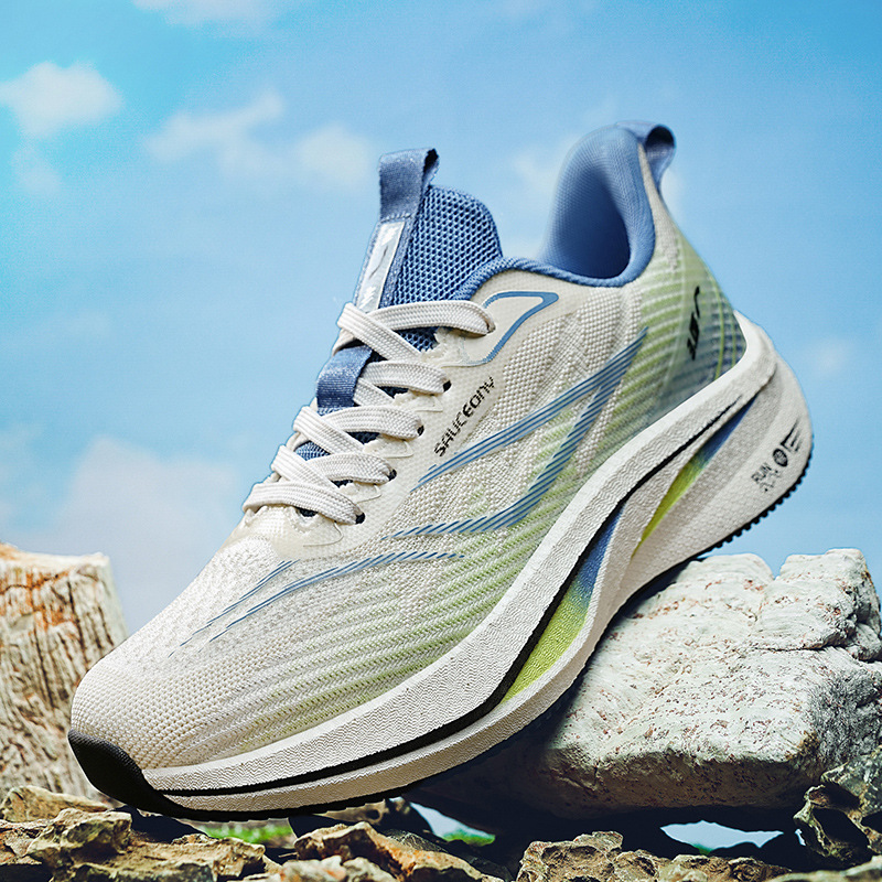 Zapatos para correr de carreras ultraligeros de palomitas de maíz de todo fósforo para jóvenes, amortiguación para hombres, antideslizante y transpirable, zapatos deportivos de tablero de carbono para estudiantes, marea