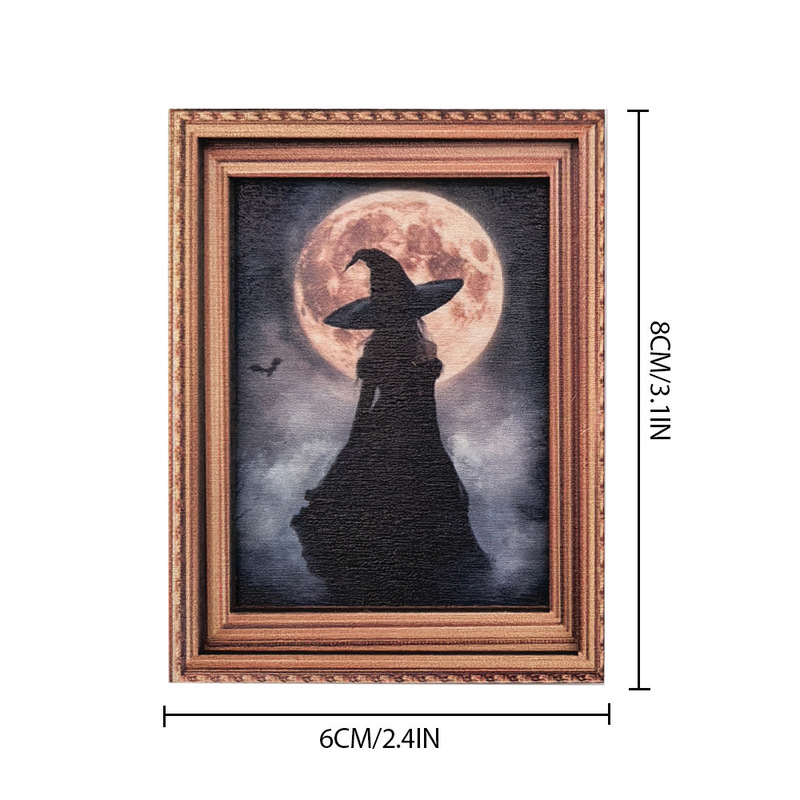 MZCT117-132 クロスボーダーハロウィン磁気立体冷蔵庫マグネットゴースト魔女フォトフレーム木製磁気装飾|undefined