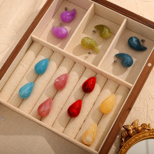 欧美跨境新款小众树脂水滴几何耳环时尚个性简约设计彩色耳饰批发