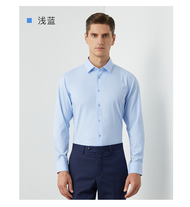 Áo sơ mi nam dài tay vải Modal thoáng khí co giãn nhẹ phong cách công sở — Trắng - Dài tay - 01, Xanh nhạt - Dài tay - 11 chi tiết 19