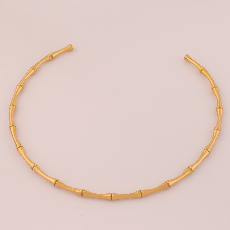 Collar de acero de titanio Collar de bambú de acero inoxidable de alta calidad para niñas Diseño simple retro Collar de todo fósforo que no se desvanece