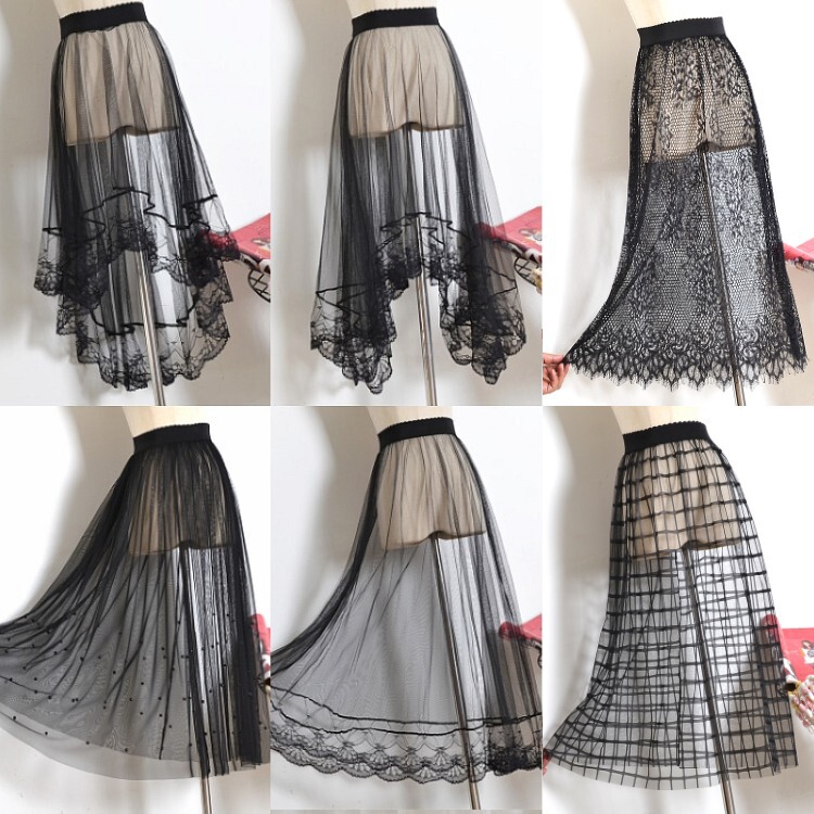 Korean-style 2024 New Base Mesh Skirt Mid-length Single-layer Yarn Skirt All-match One-layer Perspective Long Skirt for Women
