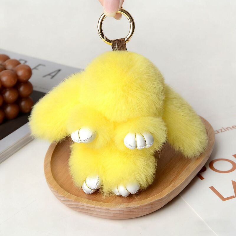 小さなウサギの毛皮ミニチュア装飾品、ウサギの毛皮バッグチャーム、ふわふわで可愛いランドセル、車のキーホルダー飾り|undefined