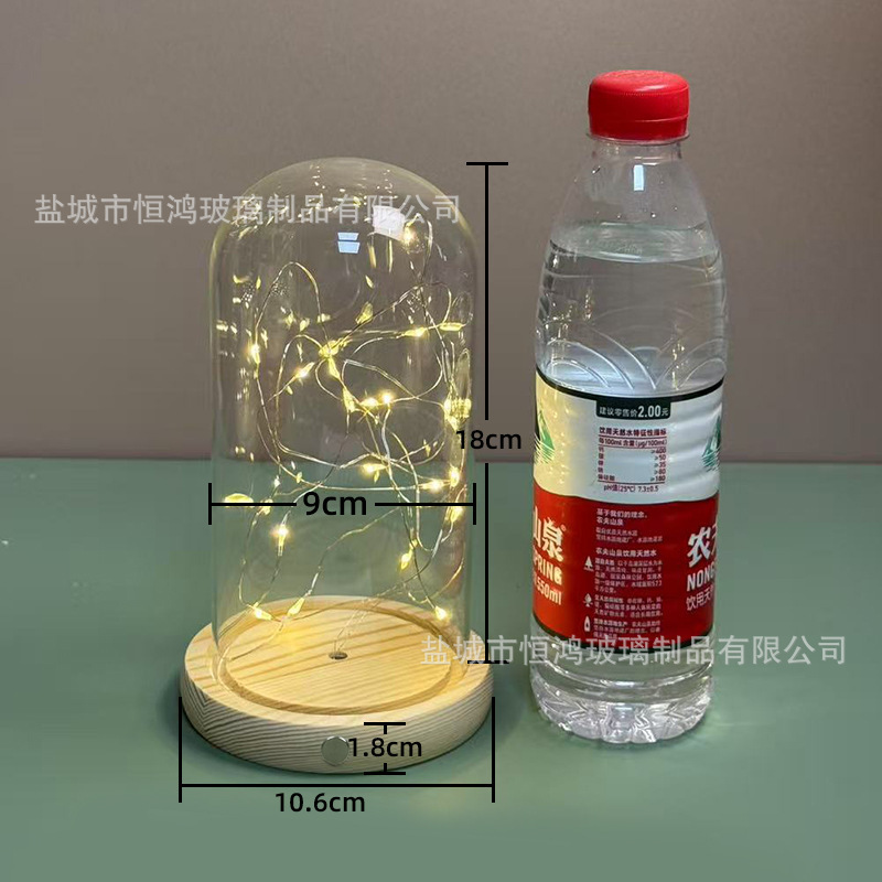 海胆永生花干花侧面触摸开关玻璃罩子底座带灯展示盒手办创意|undefined