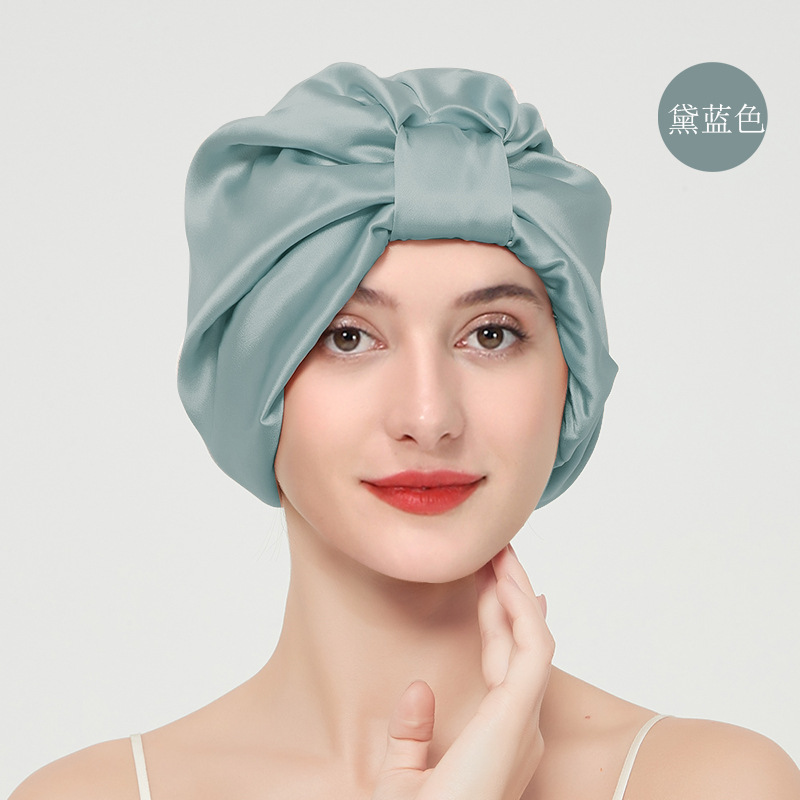 Cross-Border double-layer silk hair care nightcap European and American adult sleep hat satin round hat custom printing and LOGO