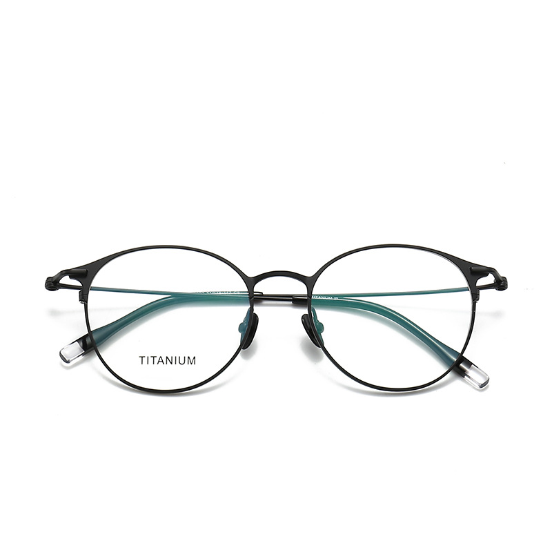 STUDIOMUKU gafas de madera cool simple pero no simple marco redondo no seleccione la cara marco de gafas de titanio puro