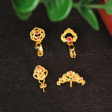 通体925银电镀24K金镶嵌刚玉镂空水滴夹扣古法工艺无事牌复古扣头