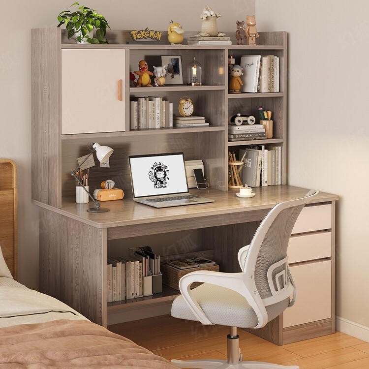 Desk and Bookshelf Integrated Writing Desk for Students, Home Use, Small Study Computer Desk, Simple Rental House Office Desk