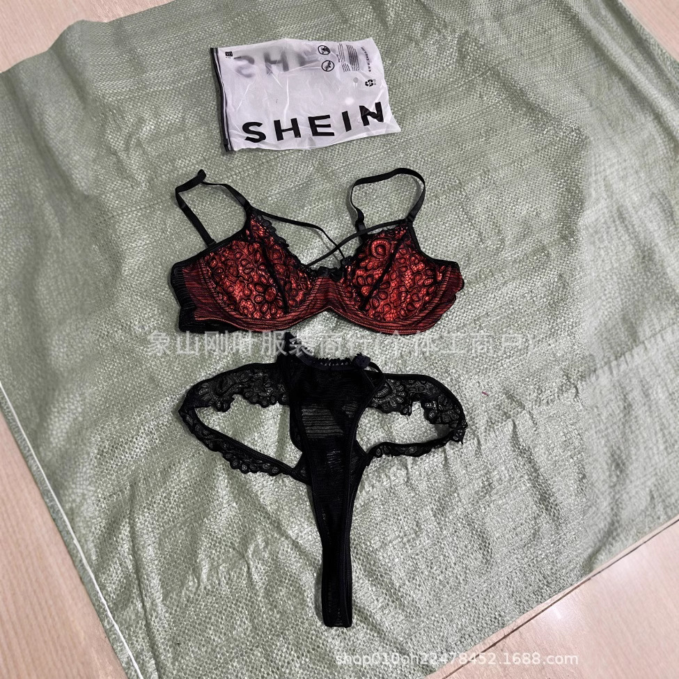 Comercio exterior SHEIN ropa interior europea y americana de tres puntos de pasión de encaje sexy conjunto de ropa interior de perspectiva
