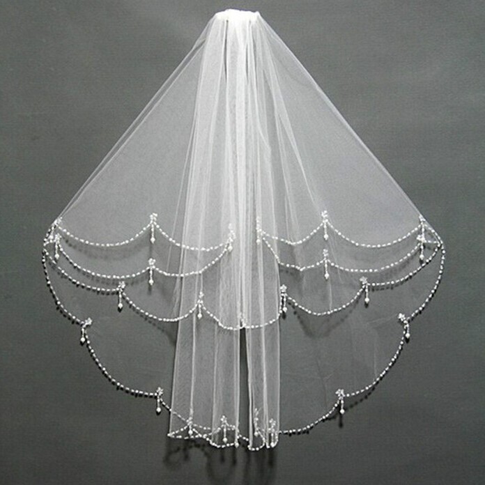 Exquisite Handmade Wedding Veil Bride Short Veil Beaded Seam Beaded Wedding Headdress Veil Wholesale