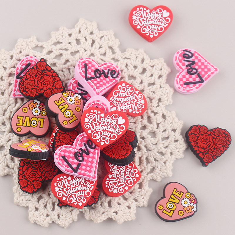 Productos creativos para bebés DIY caricatura amor perlas de silicona juguetes de goma de plástico para bebés molar tetina cadena accesorios de pulsera