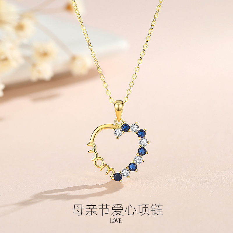 Collar transfronterizo 925 plata nuevo collar del día de la madre MOM europeo y americano diseño avanzado, cadena de clavícula de nicho de lujo ligero